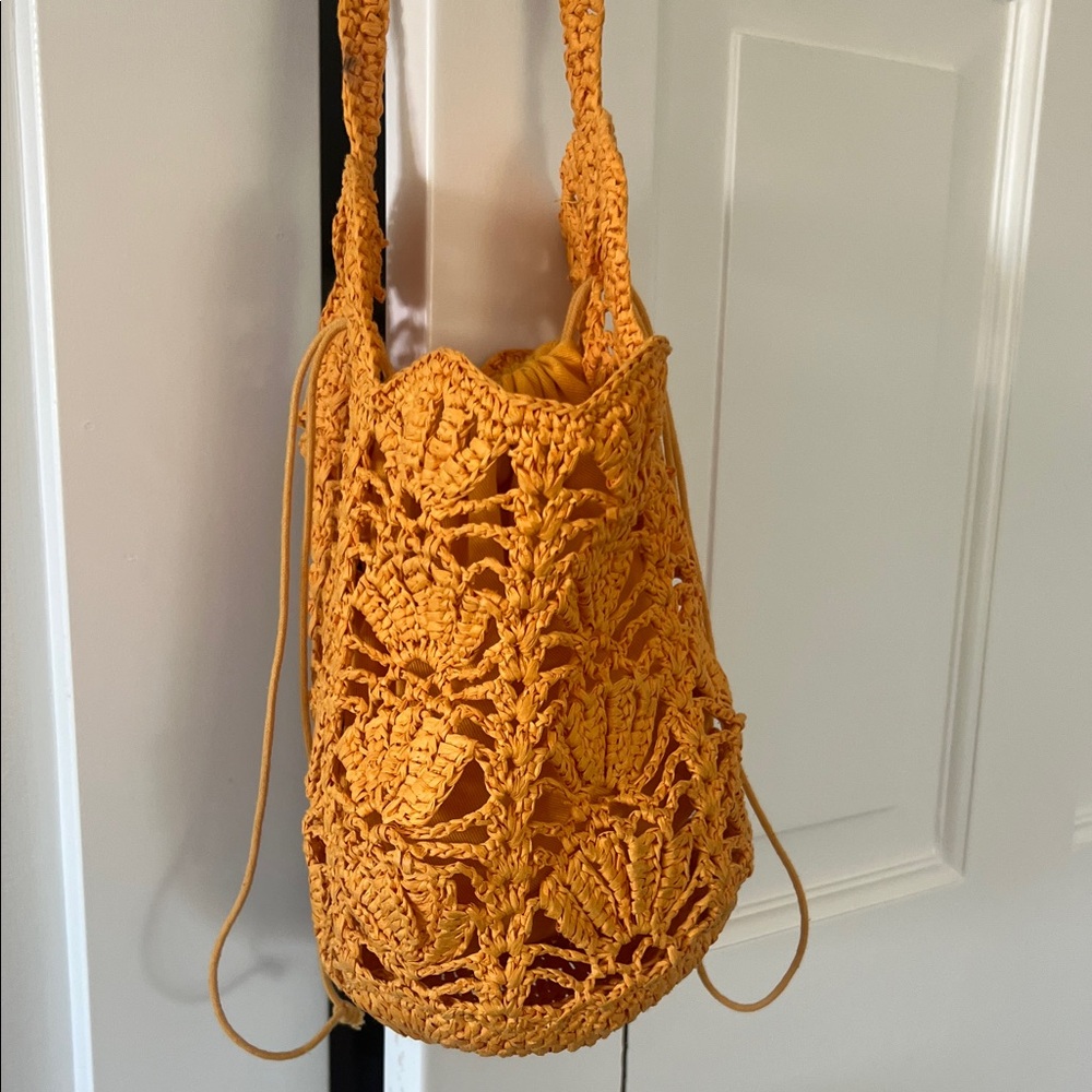 J. Crew Orange Crochet Shoulder Bag